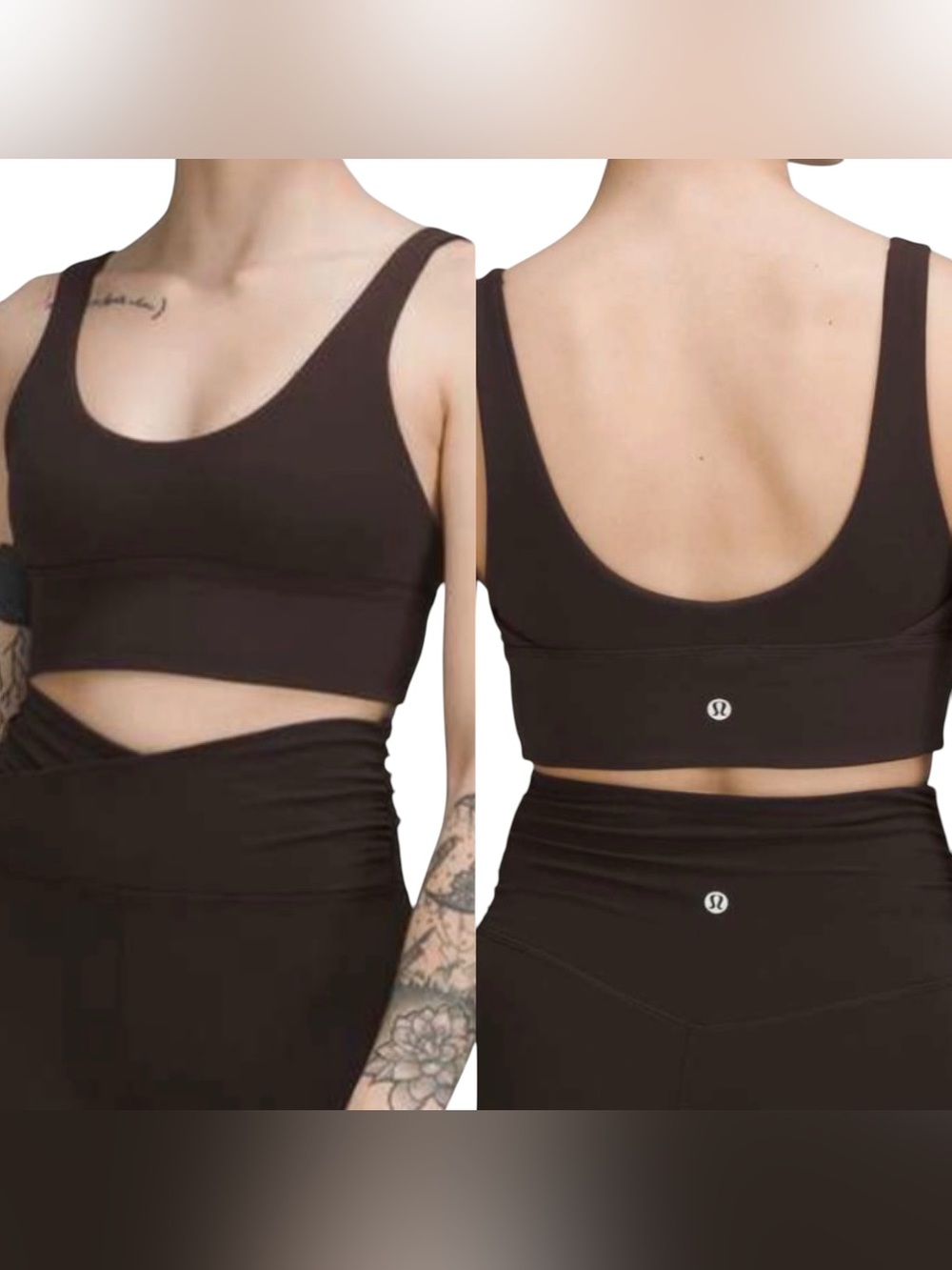 Lululemon Align Reversible‎ Bra Light Support A/B Cup French Press Brown Black 6